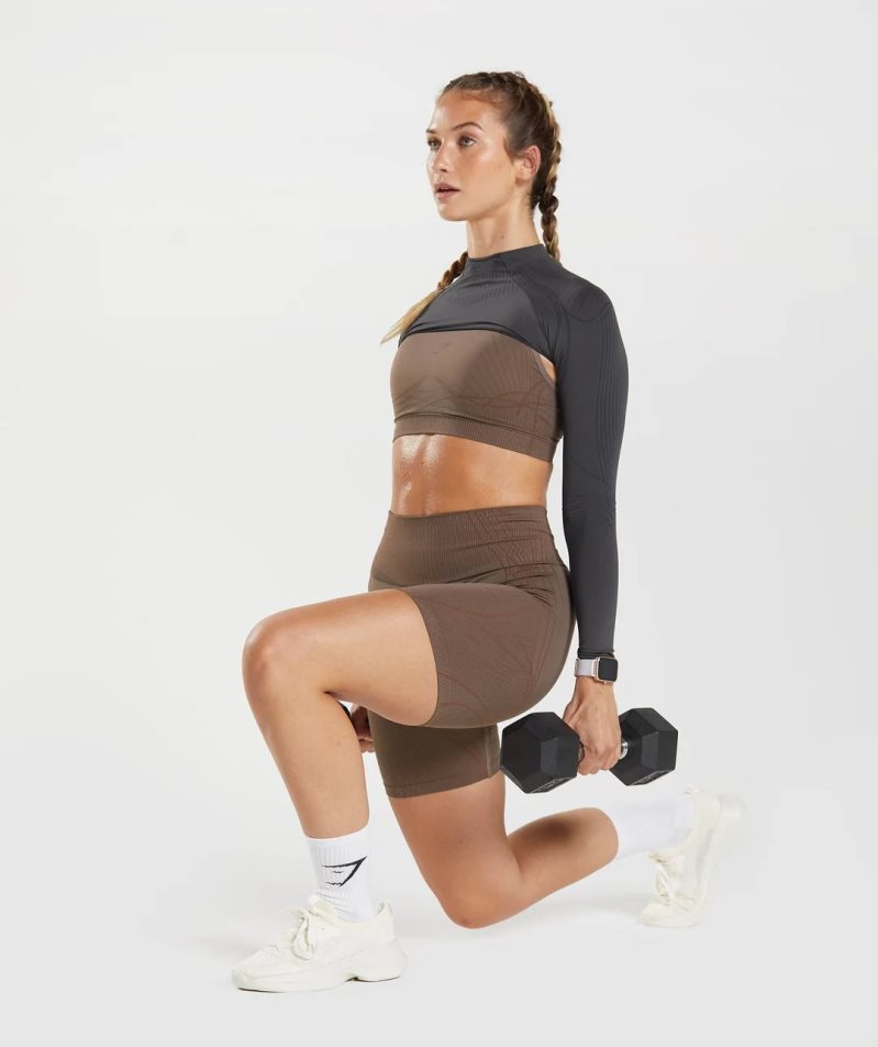 Bluzy Gymshark Apex Seamless Shrug Damskie Czarne | PL 698QLC